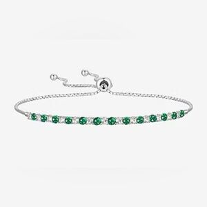 Emerald Gemstone Sterling Silver Bolo Bracelet